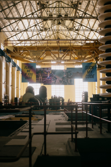 Installation shot, VNS Matrix, Biennale of Sydney, White Bay Power Station 2024